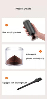 Portable Electric Coffee Grinder USB Charging 1500MAH Wireless Fully Automatic Integrated Small Household Coffee Bean Grinder