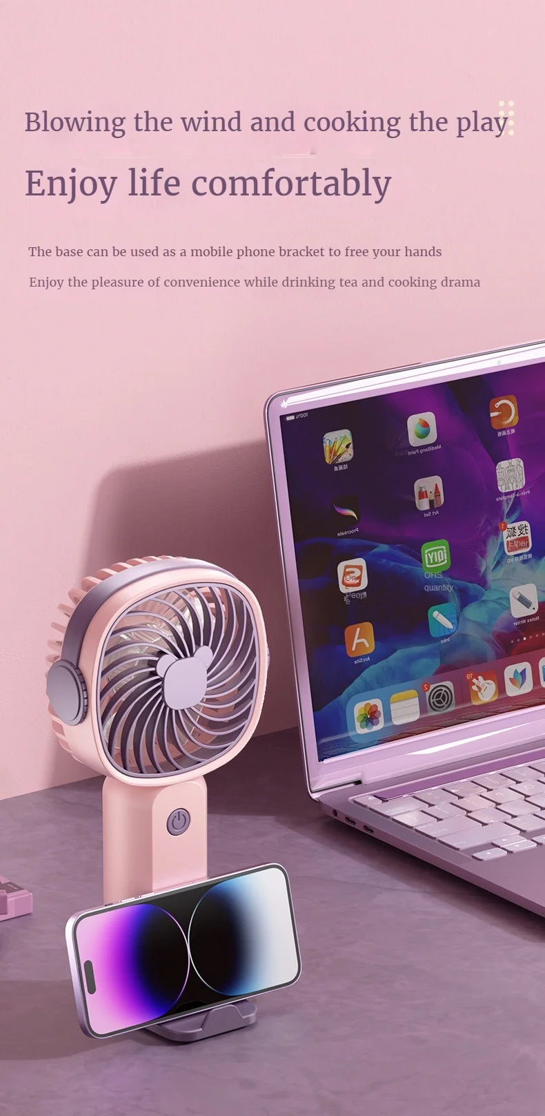 Mini USB Handheld Fan Multi-Functional Desktop With Stand Eectric Fan Students Outdoor Portable Portable Small Fan