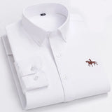 100% Cotton Oxford Shirt For Men's Long Sleeve Solid Casual Business Regular-Fit Formal Dress Shirts Social Blouse Male Clothes