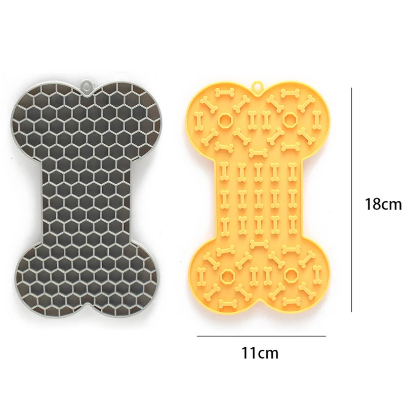 Bone Shape Silicone Licking Pad Pet Dog Peanut Butter Slow Food Bowl Eating for Cats Dogs Feeder Feeding Lickmat