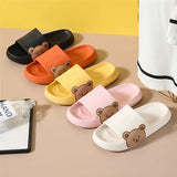 2024 Summer Women Slippers Beach Slides Cartoon Bear Flip Flops Men Shoes Thick Sole Home Bathroom Non-Slip Shoes Couple Sandals