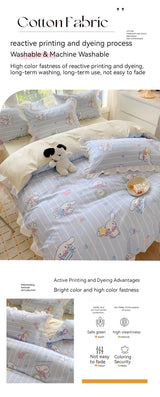 Sanrio Kids Bedding Set Kuromi Cinnamoroll Mymelody Duvet Cover Bed Sheet Pillowcase Bedsheet Double Single King Queen Twin Size