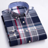 100% Cotton Mens Oxford Shirts New Hot Sale Long Sleeve Casual Stripe Soft Buttoned Plaid Formal Male Clothes Plus Size 7XL 6XL