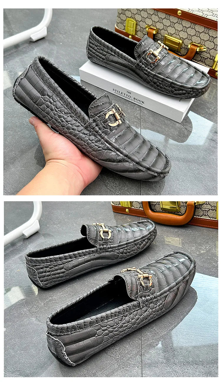 High Quality Snakeskin Leather Men Loafers Green Luxury Men Casual Shoes Comfort Lightweight Macasin Shoes For Men Plus Size 48