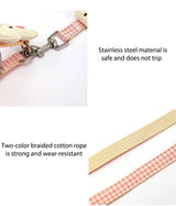 Dog Harness For Small Dogs Cats Adjustable Kitten Collar Pet Harness With Leash Set Plaid Chest Vest Leash Dog Leads Accessories