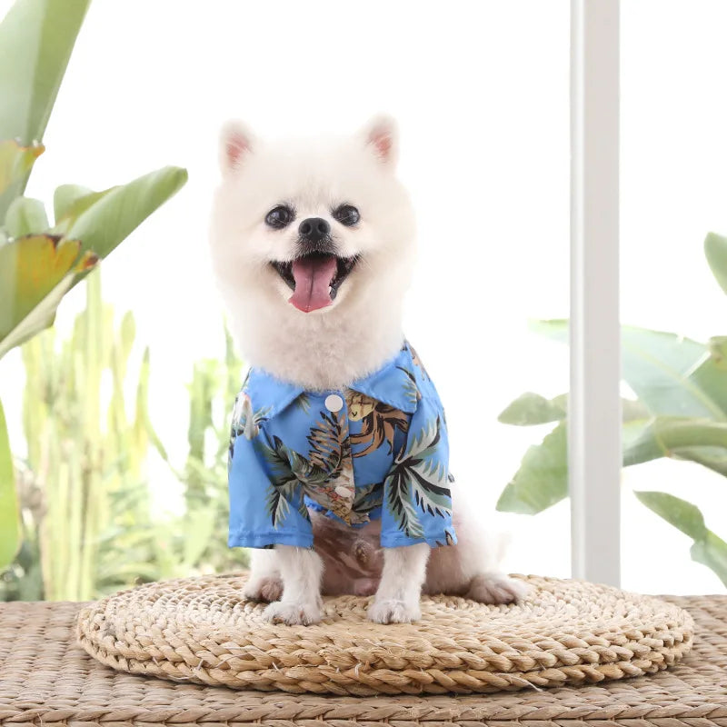 Summer Hawaiian Beach Style Dog Shirt Fashion Pet Dog Clothes Print Puppy Vest Breathable Cat Thin Shirt Pet Chihuahua Clothes