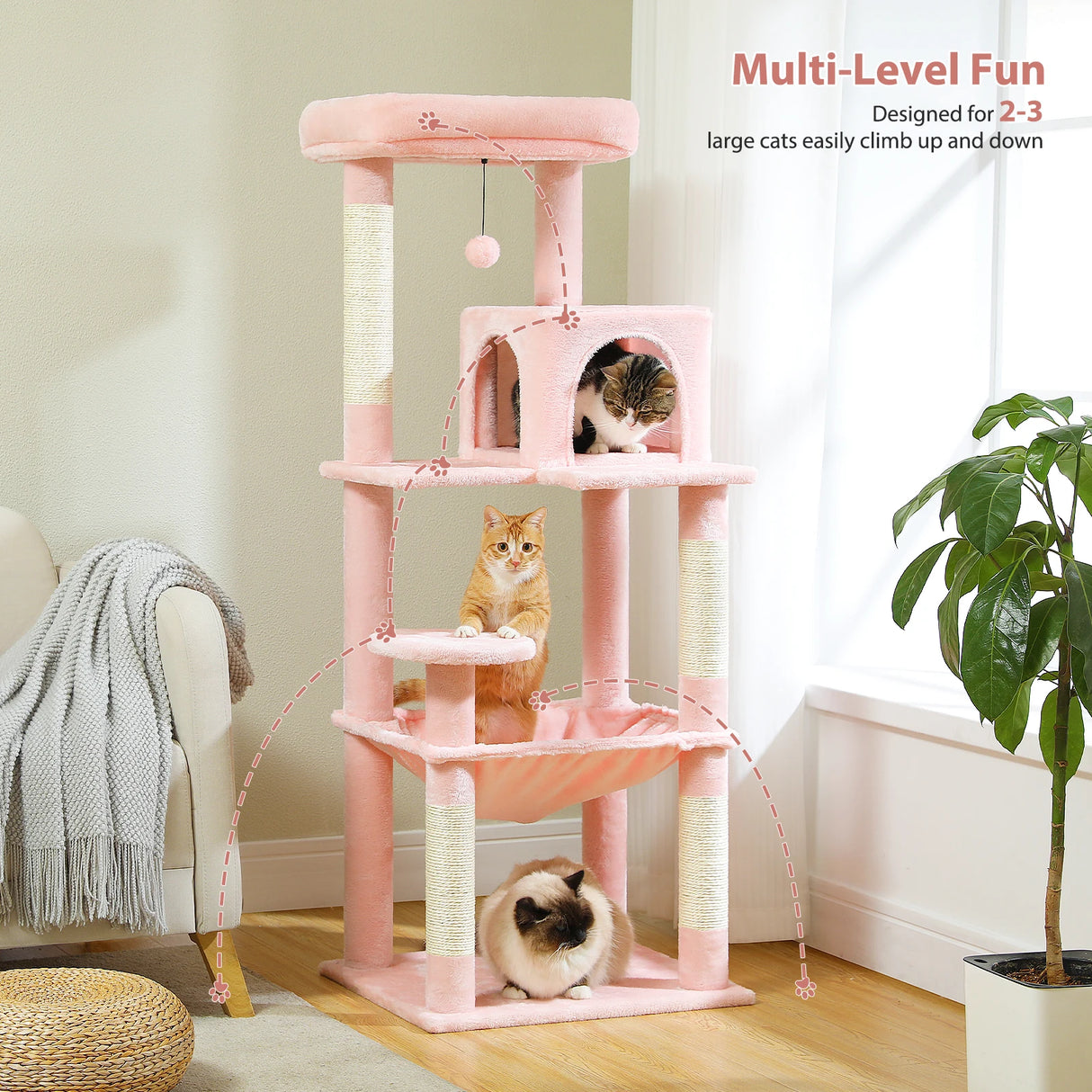 Multi-Level Cat Tree with Scratching Post Luxury Cat Tower with Condo House Cat Scratcher for Indoor Cat Accessories Pet Cat Toy