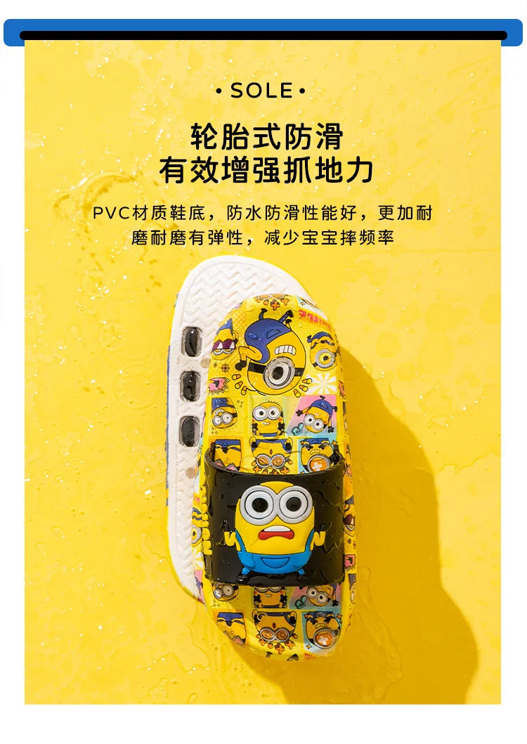 Genuine Minions children's slippers, indoor non-slip cartoon light soft soled slippers for boys and girls