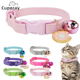 Suede Cute Cat Collar Breakaway Adjustable Girl Boy Pet Collars with Bell and Metal Pendant Decoration for Cats Kitten Puppies