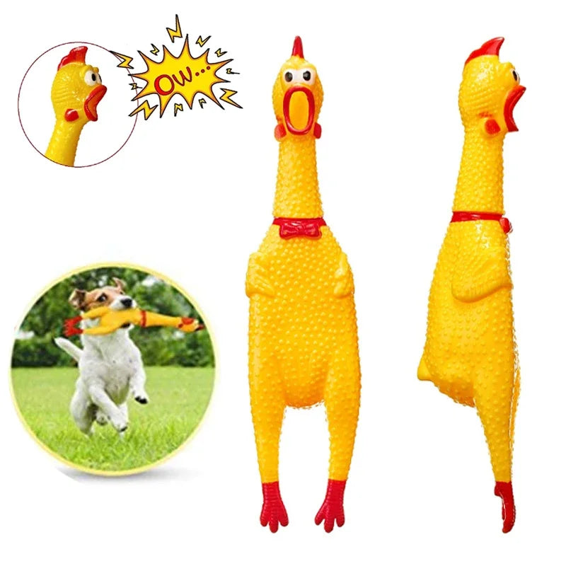 New Pet Dog Squeak Toy Screaming Chicken Squeeze Dog Chew Toy Durable and Fun Yellow Rubber Exhaust Chicken 17CM 31CM 40CM Toys