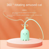 Interactive Cat Toys USB Electric Intelligent Rolling Ball Toy Cats Pet Silicone Automatic Rotate Mouse Tail Kitten Teaser Stick