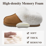 Shevalues New Plush Fur Slippers Home Women Winter Fluffy Faux Fur Collar House Slippers Furry Memory Foam Slides Indoor Outdoor