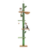 5-Tier Floor to Ceiling Cat Tree Tower Cactus Tall Climbing Tree with Scratching Post Hammock Dangling Ball for Indoor Cats