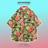 Men Street Fashion Summer Daily Shirt Hawaiian Cartoon Print Casual Loose Shirts Short Sleeve Beach Loose Tops