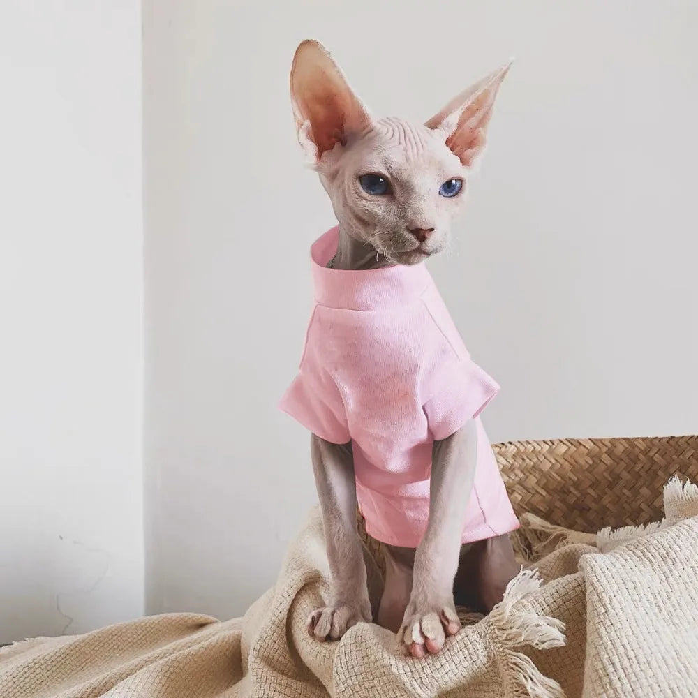 Sphynx Cat Clothes Cotton Hairless Cat Vest Baby 100% Cotton Soft Summer Sleeveless Thin Vest Cat Clothes for Devon, Cornish