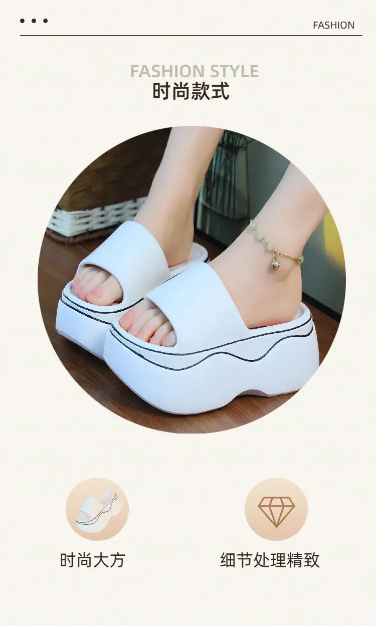 Women Non Slip Elevated Slippers New White Thick Sole EVA Slipper Women Fashion Home Platform Slippers for Summer Outwear Sandal