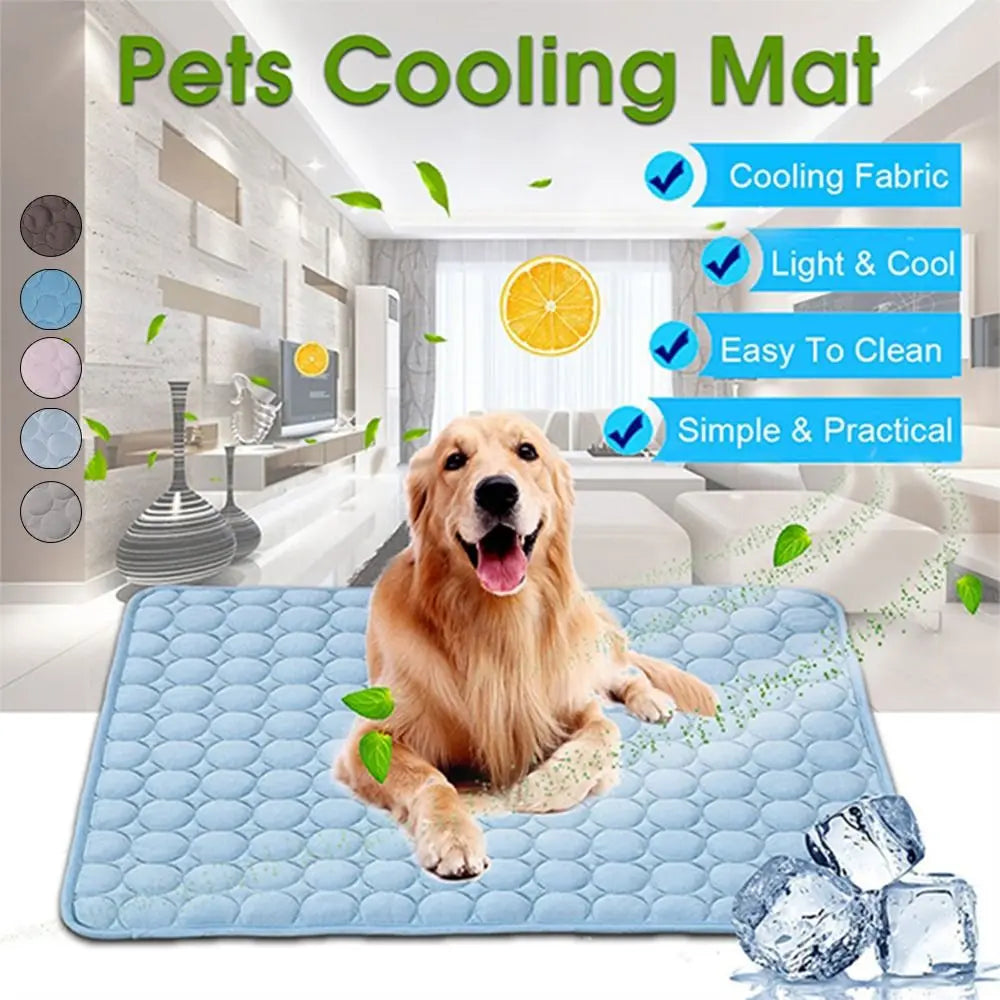 Pet Cooling Mat Dog Cat Sleeping Pad Cool Ice Silk Moisture-proof Mattress Cushion Summer Small Animal Cold Bed 5 sizes