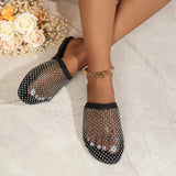 2024 Women Summer New Round Head Slippers Water Diamond Flat Home anti-skid Sandals Slippers