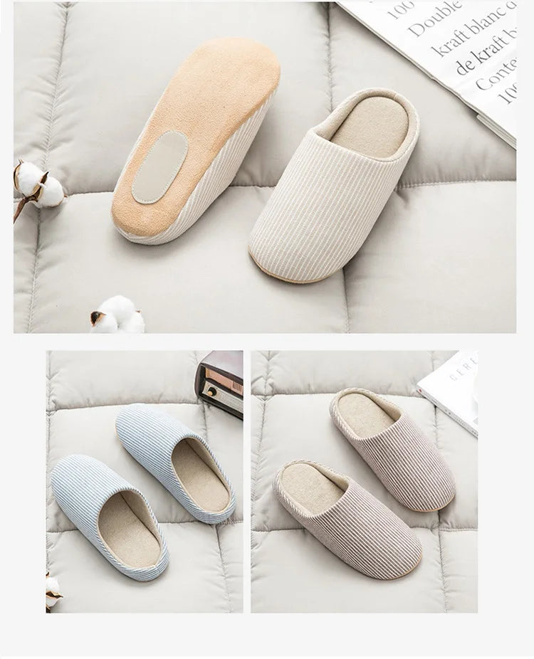 Slient Slippers For Women Men Flats Soft Non-slip Fluffy Shoes Comfortable Slides Couple Indoor House Slippers