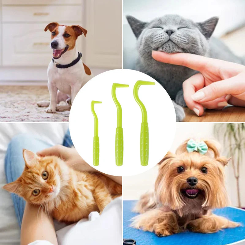 3pcs Flea Remover Hook Tick Remover Tweezer Tick Pull Pet Cat Dog Accessaries Tick Clamp Pet Mites Flea Extractor Dog Accessarie