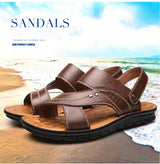 Summer Men's Leather Sandals Outdoor Non-slip Men's Beach Sandals Handmade Leather Men's Shoes Fashion Men Flip-flops