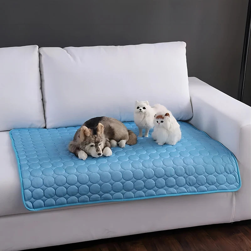 Pet Cooling Mat Dog Cat Sleeping Pad Cool Ice Silk Moisture-proof Mattress Cushion Summer Small Animal Cold Bed 5 sizes