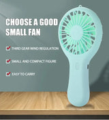 Creative Mini Handheld Small Fan USB Charging Portable 3 Speed High Wind Desktop Office Travel Pocket Fan Student Quiet Chroma