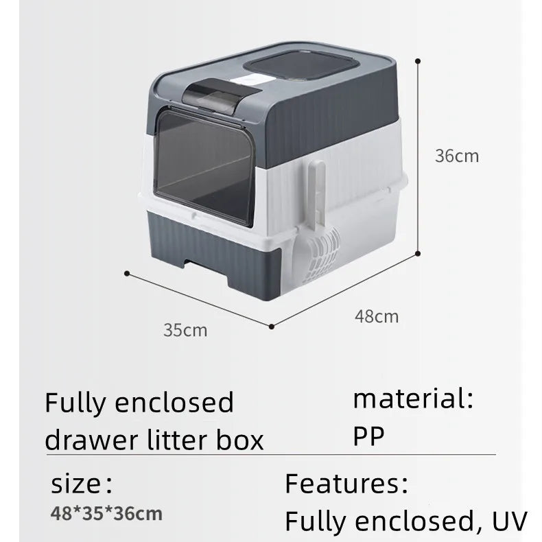 Cat Litter Box Oversize Rechargeable Sterilizing Deodorant Fully EnclosedToilet Large Capacity UV Sterilizatio Cat Toilet