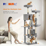 Large Cat Tree Tall Cat Tower for Indoor Cats Multi-Level Plush Cat Condo with Scratching Posts Scratching Boards Perches Caves