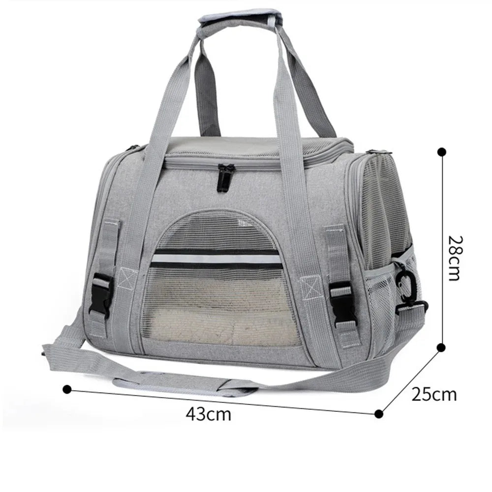 Travel Bag for Dog Cat Softl Pet Carriers Portable Breathable Foldable Bag Pets Transport Handbag with Locking Safety Zippers