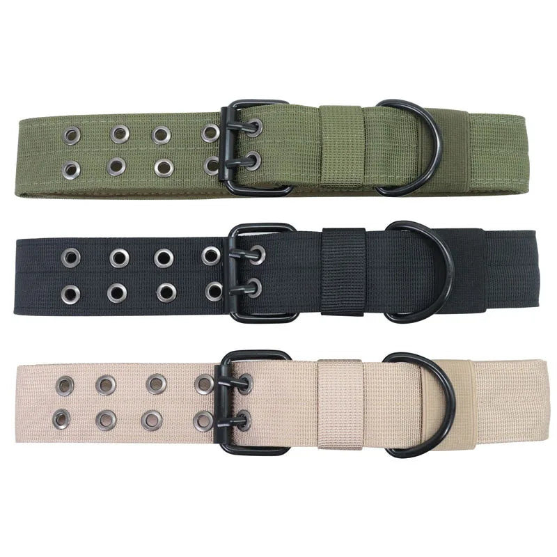 Large Dog Collar Durable Nylon Military Tactical Adjustable Pet Lead Outdoor Walking Training Collars Pitbull Labrador Supplies