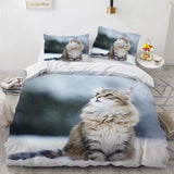 3D Cat Bedding Set Luxury Animal Duvet Cover with Pillowcase Queen King Single Double Size for Girls Boy Polyester Quilt Cover