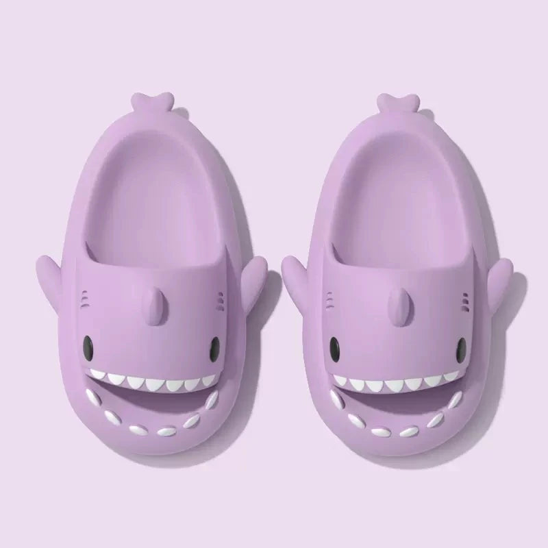 Summer Adults Shark Slippers Kids Cartoon Sandals Men Shark Slides Women Beach Flip Flops Couple Home Anti-skid Flat 2024 Shoes