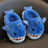 Winter Cute Cartoon Shark Cotton Slippers Children's Non-slip Soft Sole Slides For Kids Girls Baby Boys Warm Plush Home Shoes