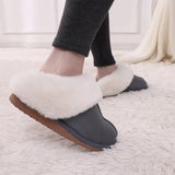 Shevalues New Plush Fur Slippers Home Women Winter Fluffy Faux Fur Collar House Slippers Furry Memory Foam Slides Indoor Outdoor