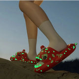 Christmas Fluorescence Shark Slippers Women Men Summer Luminescent Thick-soled Slides Non-slip Flip Flops Gift Sandals Shoes