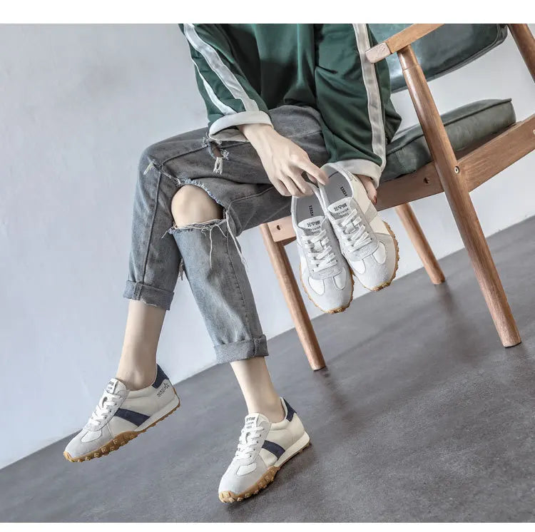 women comfortable casual shoes Soft leather white shoes summer 204 new Lace Up flat casual sports shoes women Running shoes