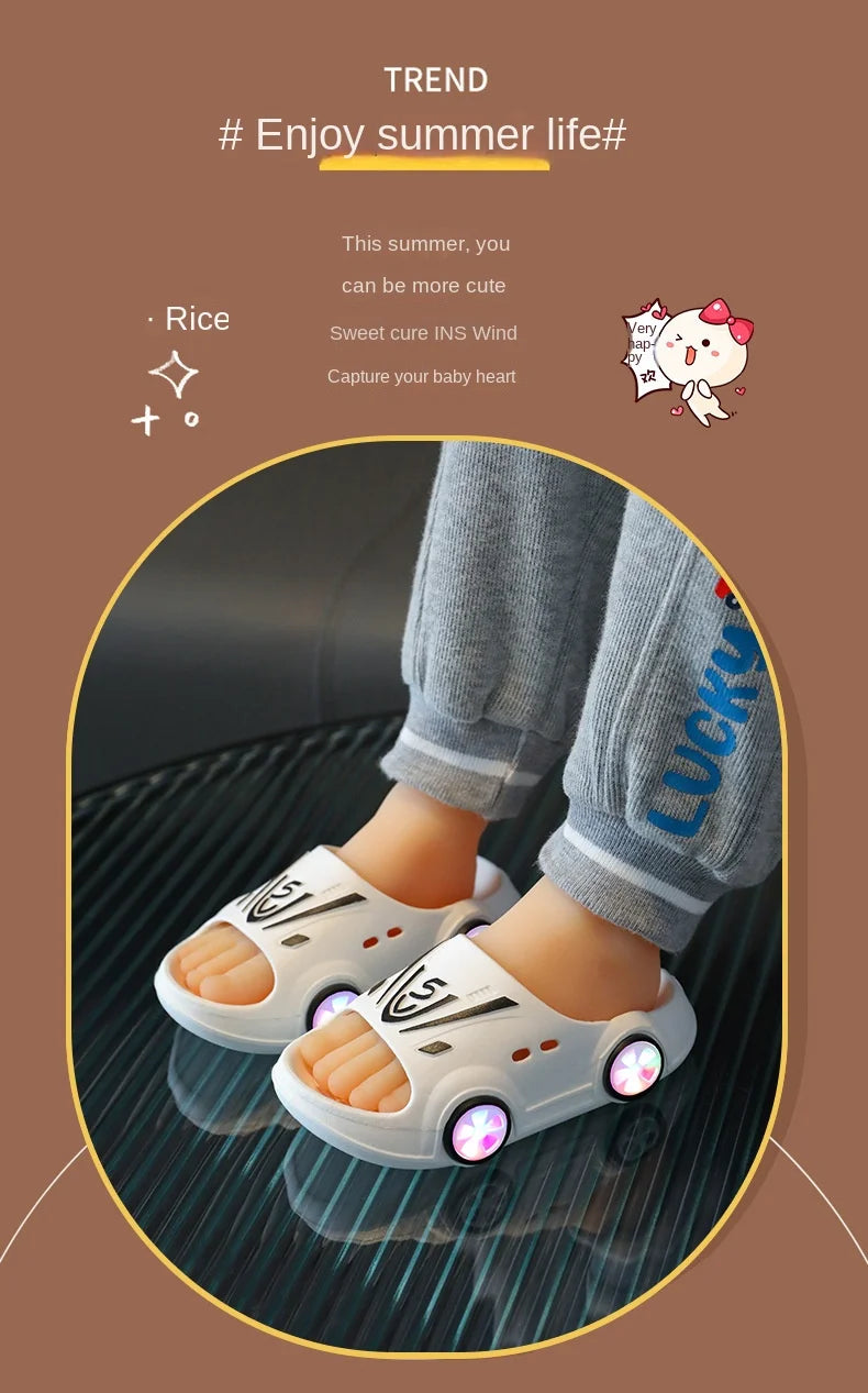 SummerChild Shoes LED Lights Slippers Baby Indoor Antiskid Sandals Boy Girl Luminous Slippers Kid Home Parent-child Sandals