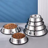 Stainless Steel Dog Cat Food Bowl Pets Quality Metal Pawprint Feeder Non-slip Pet Feeding Container with Rubber Base Accessories