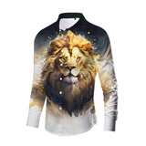 Tiger Print Long Sleeve Shirt For Men Clothing 3D Lion Pattern Spring Autumn Long Sleeve Tops Street Casual Fashion Long Sleeved