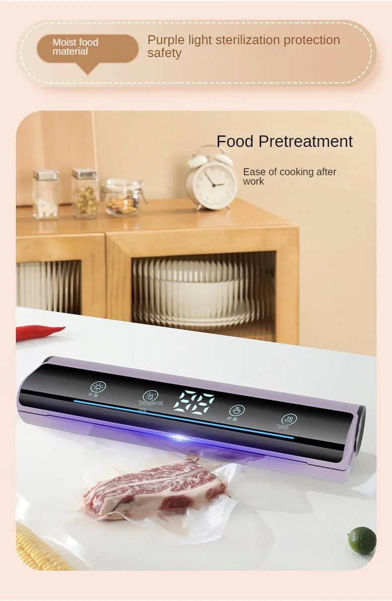 New 2024 Kitchen Vacuum Sealer Food Packaging Bag Sealer Snack Fruit Meat Degasser Home-appliance Sealer Plastic Bags