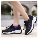 Women Walking Shoes Fashion Breathable Loafers Sneaker for Fitness Sport Comfort Casual Height Increasing Elastic Lady Trainers