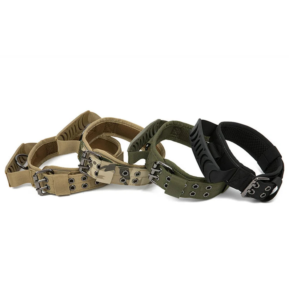 Large Dog Collar Durable Nylon Military Tactical Adjustable Pet Lead Outdoor Walking Training Collars Pitbull Labrador Supplies