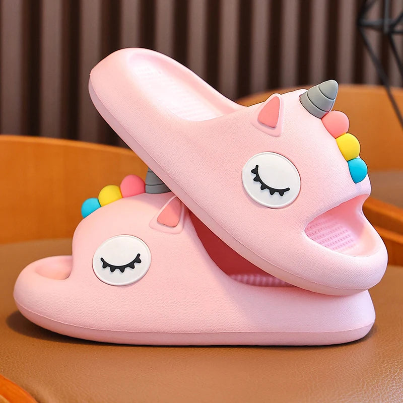 New Summer Pretty Cute Cartoon Foal Slippers Children's Non-Slip Soft Sole Sandals Boys Girls Home Slides Scuff For Kids Shoes