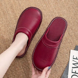 Home Leather Slippers Men and Women Spring 2024 New Non-slip Waterproof Floor Shoes Anti-odor Soft Sole males Indoor Slides