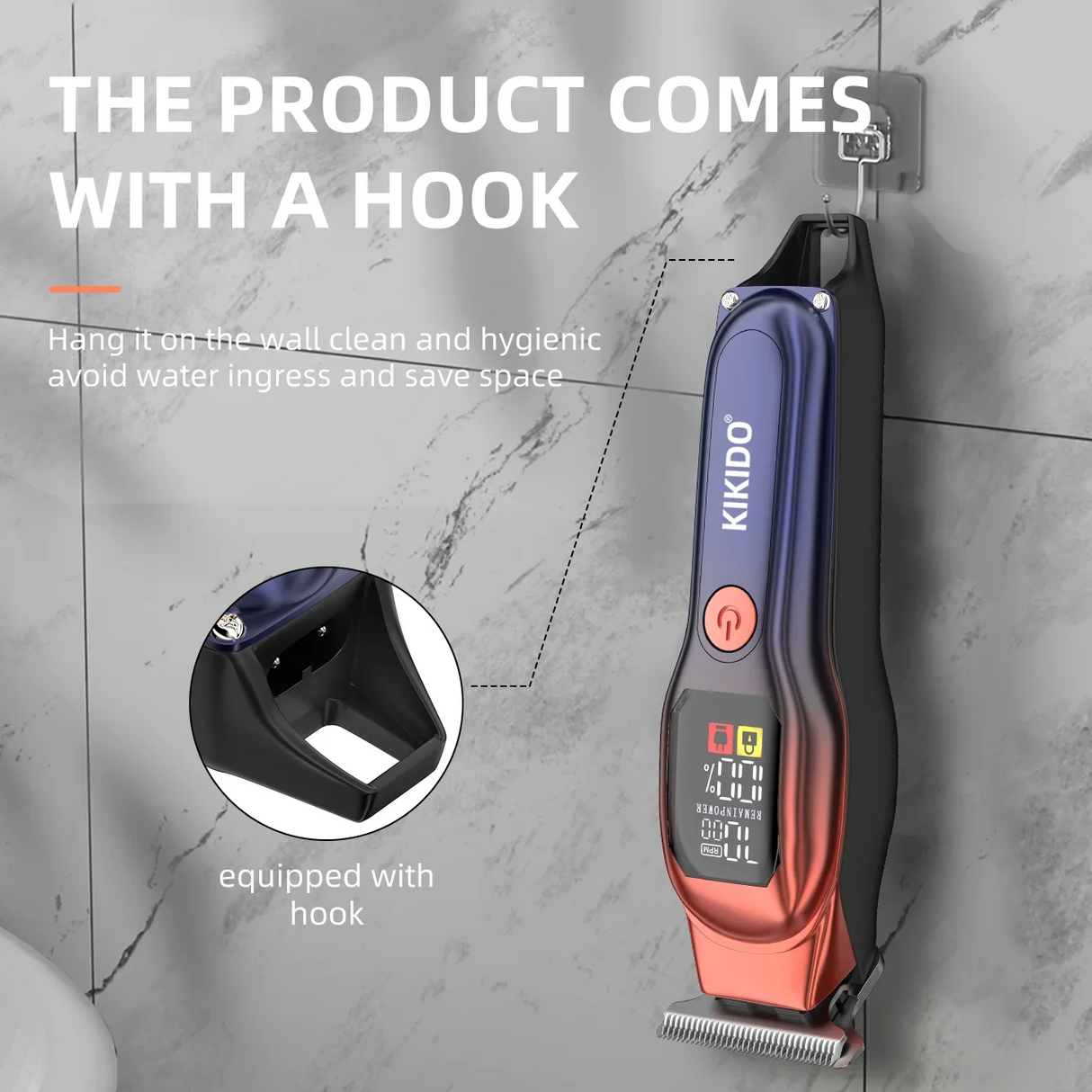 KIKIDO KK-A2 Rechargeable Professional Hair Clippers,Low Noise Hair Clippers with Auxiliary Light Hair Trimmer Kit