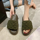 Ladies Magic Sticker Flat Slippers 2023 Summer New Designer Luxury Sandals for Women Elegant Home Flat Slippers Zapatos De Mujer