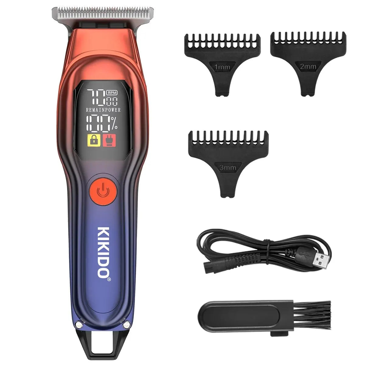 KIKIDO KK-A2 Rechargeable Professional Hair Clippers,Low Noise Hair Clippers with Auxiliary Light Hair Trimmer Kit