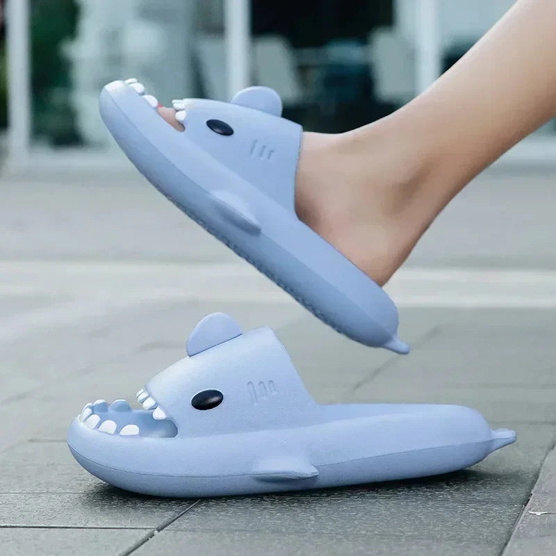 Comwarm Fashion Kids Shark Slippers Children Cartoon Shark Sandals Boys And Girls Thick Sole Summer Beach Shoes Bathroom Slides