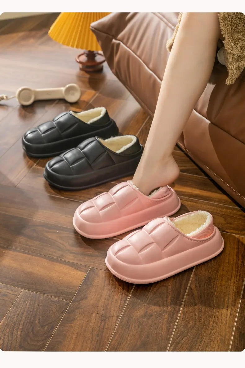 Winter Home Cotton Shoes Women's Thickened, Anti Slip, Waterproof, Snow Proof, Warm External Wear Cotton Slippers For MenMTX2244